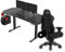 ULTRADESK - Level V2 Höhenverstellbarer Schreibtisch - Elektrischer Computertisch - 140x68 cm, für Gaming, Büro, Homeoffice - Set mit XL-Mauspad, LED RGB, Throne Gaming Stuhl - Schwarz LED + Throne