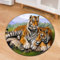 Chickwin Teppiche für Wohnzimmer Rund, Tier Drucken Teppich Modern Schlafzimmer Groß Flanell Flauschig Weich rutschfest Fußmatte Waschbar für Kinderzimmer (Wald Tiger,Durchmesser 60cm)
