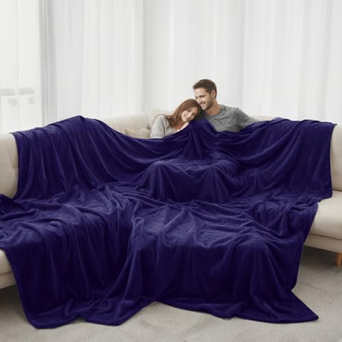 LaSyL Übergroße King-Size-Decke, 308x300 cm, extra groß, weich, warm, Flanell-Fleece, dicke Überwurfdecke, Plüsch, Mikrofaser, flauschige Bettdecke, für Couch/Bett/Sofa, draußen, Kampagne, Marineblau