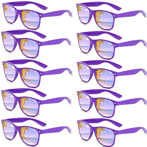 FSMILING 10 Stück Party Sonnenbrille violett Sonnenbrillen Verspiegelt Lila Sonnenbrillen Set Festival Party Brille Lila Für Damen Herren
