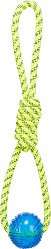TRIXIE Hundespielzeug Spieltau mit Ball, aus TPR, schwimmend – ø 6 x 40 cm | Für gemeinsames Tauziehen und Ziehen – stärkt die Bindung und beschäftigt den Hund aktiv im Spielalltag