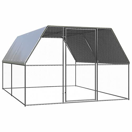 Yolola Hühnerhaus Huhnerstall Outdoor-Hühnerkäfig Freilaufgehege Stahl Hühnergehege Hühnerkäfig Huhnerhaus Hühnerstall Für 10 Hühner 3 x 4 x 2 m Für Hühnern, Hennen, Enten und Anderen Kleintieren
