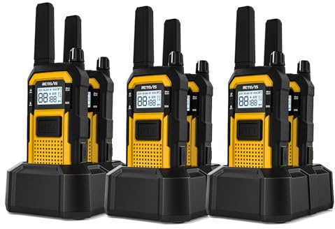 Retevis RB48 2 Way Radio Long Range, IP67 Waterproof Walkie Talkies Adults, Drop-Proof, 2000mAh, Emergency, Heavy Duty Two Way Radios, for Job Site Construction Warehouse(6 Pack)
