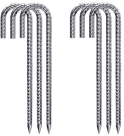 Piquets d'ancrage au Sol 6 pièces galvanisées Ancrage au Sol Ancrage au Sol 30 cm en Forme de J Stable Piquets de Tente Fixation de Trampoline en Acier pour tentes de Camping auvents en Plein air