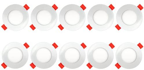 AB Elektro LED Einbaustrahler 230V flach - 10er Set - 3W LED Spot - 4200K - 70mm - 260lm - IP20