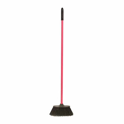 Red Gorilla Poly Yard Broom Pink Lightweight Sweeping Brush Indoor Home or Outdoor Garden Building Site Soft Fibre Bristles Durable Compact 1.3m