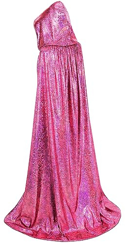 GRAJTCIN Damen-Umhang mit Pailletten, glänzender Kapuzenumhang, volle Länge, Glitzer-Umhang, Karneval, Halloween, Weihnachten, Disco-Party, Kostüm