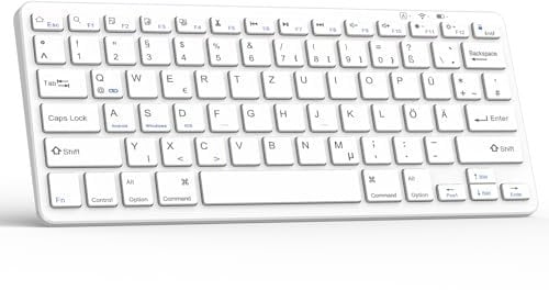 TQQ Bluetooth Tastatur, Deutsches Layout QWERTZ, Wireless Keyboard für iPad Pro/Air/Mini/10.9/10.2/9.7/Windows/Android/IOS, Ergonomisches Design
