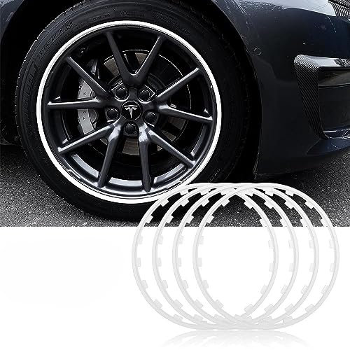 EVANEM 4PCS 18/19/20 Zoll Auto Felgen Ring Protektoren,Für FIAT Grande Astra Tipo Stilo Panda Ducato 124 Spide,Fahrzeug Felgen Schutzstreifen,18inch-White