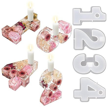 Zahlen Silikonform Kerzenhalter | Gießform für Kerzenständer | 3D Zahlen Geburtstag Kerzenhalter Silikonformen Gießformen | Wiederverwendbare Basteln Silikonform für Torten Zubehör, Partyzubehör