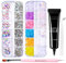 Makartt Strasssteine Nägel Set - 15g Rhinestone glue Gel mit Nageldesign Pinsel Professionelle Nail Charms Glue Gel UV LED für DIY Nageldekoration Zubehör Hause