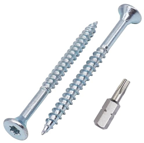 SKIR'CO (200 uds) Tornillos para madera de acero galvanizado 5,0 x 60 mm, Torx de cabeza avellanada, tornillos para aglomerado, parcialmente roscados