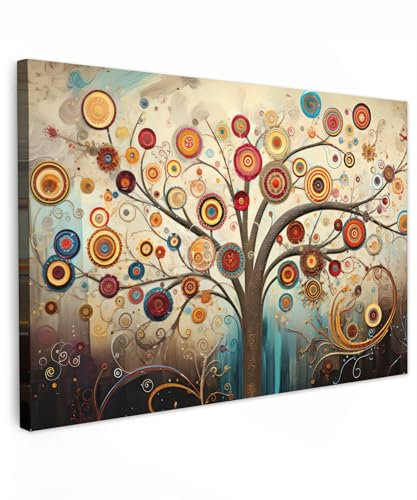 MuchoWow© Impression sur Toile Photo Peinture 60x40 cm Tableau Decoration Murale Chambre Salon Maison Deco Cuisine Arbre de vie - Hippie - Art - Arbre - Spirituel - Abstrait