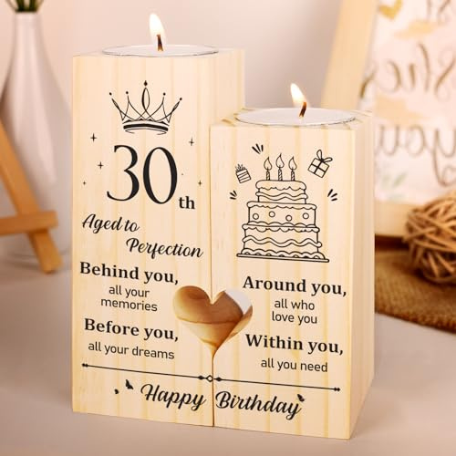 30th Birthday Gifts for Women Men, Happy 30 Years Old Gift for Her Him Candlestick, Funny Presents for Mum Dad from Daughter Son, for Wife Husband Friends Sister Brother Candle Holder