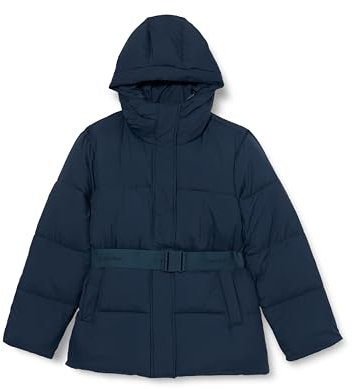 Calvin Klein Damen Pufferjacke Logo Belt Short Puffer mit Gürtel, Blau (Ink), S