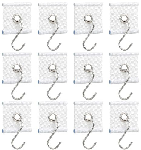 Lot de 12 œillets de Fixation pour Rail de Store de 5/6 mm et 7/8 mm, Crochets en Forme de S pour Caravane, Camping-Car, Tentes de Camping (Blanc)