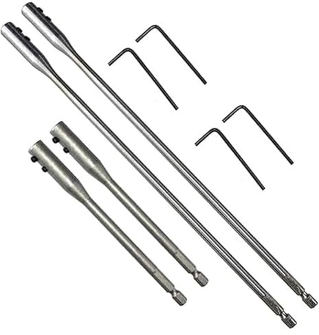 1/4 Drill Bit Extension Set 6 and 12 High-Carbon Steel Wood Spade Drill Bit Extender with 2 Pieces Key Spade Bit Extension Set for Wood Turners Furniture Carpentry and Construction(4PCS) (2PCS)