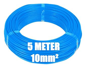5 Meter H07V-K 10 mm² I Verdrahtungsleitung I Aderleitung flexibel I PVC-Einzelader I Litze 10mm2 I Verdrahtung | 10qmm (Blau)