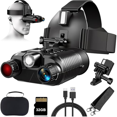 4K Nachtsichtbrille, 8,1 cm großer Bildschirm, taktische Ausrüstung, digitales IR-Nachtsicht-Fernglas für die Jagd und Sicherheit, 32 GB Karte