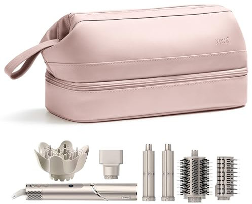 Linpr Travel Storage Bag for Dyson Airwrap/Shark Flexstyle Complete Styler and Attachments, Portable Hair Tools Travel Bag, Waterproof Carry Bag for Hair Dryer, Organizer Bag, pink, Doppelte Schicht