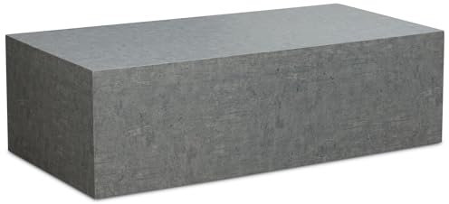FineBuy Couchtisch MONOBLOC in Beton-Optik Grau, Design Wohnzimmertisch Cube Eckig, Lounge Sofatisch, Stubentisch Modern