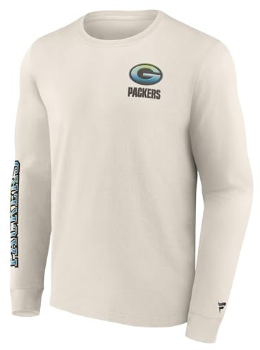 Green Bay Packers NFL Langarm T-Shirt Shirt Sweatshirt Gradient LS Crew (DE/NL/SE/PL, Alphanumerisch, L, Regular, Regular, Beige)