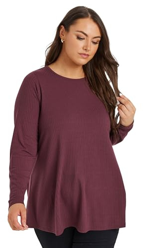 Yours Curve Ribbed Swing T-Shirt - Women's - Plus Size Curve Purple