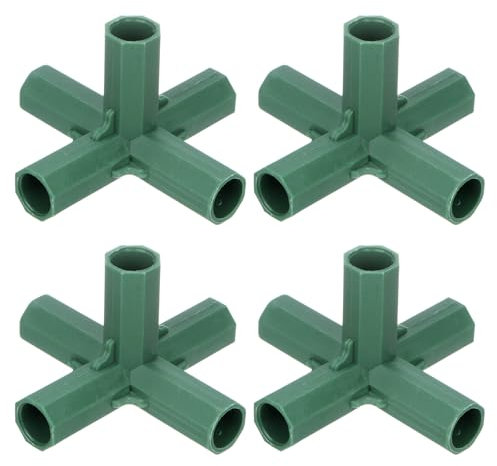 M METERXITY 12pz 16mm Connettori per Costruzione Telaio Serra, Raccordo a 5 Vie per Tubo ad Angolo Retto per Pergola/Vela Parasole/Giardinaggio Pali Piante, Accessori per Serre [Verde]