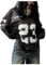 GORGLITTER Women's Jersey T Shirts Graphic V Neck Long Sleeve Oversized T Shirt Sheer Vintage Streetwear Top, Black, L