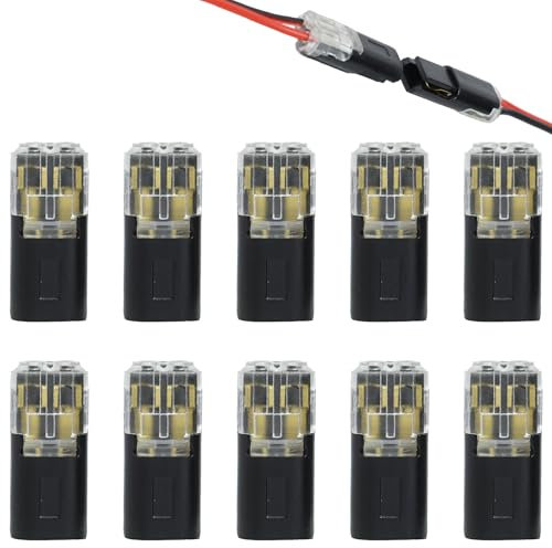 10Pcs Wire Connectors, Low Voltage Electrical Connectors Push Fit 2 Pin Dual Wire Terminal Block 18-22AWG Wire Quick Solder-Free Splice Connector