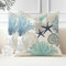 Miuyunya 2er Set wasserdichte Kissenbezüge Outdoor 50x50 cm Maritim Seestern Kissenbezüge Wetterfest Sommer Polster Kissenhülle Ozean Strand Dekorative Zierkissenbezüge für Sofa Wohnzimmer Frühling