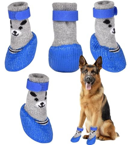 wasserdichte Hundeschuhe, Hundepfotenschutz - Anti-Rutsch-Hundestiefel für den Winter,Hunde-Schuhüberzug mit verstellbarem Riemen, atmungsaktive Hundeschuhe, Heimtierbedarf für große, mittelgroße und