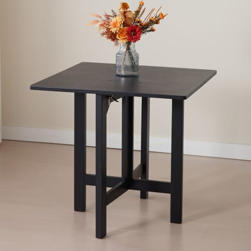 chairus Esstisch Klapptisch Holz, platzsparender Küchentisch Esszimmertisch moderner Beistelltisch für Esszimmer Balkon 80x80 cm,Schwarz