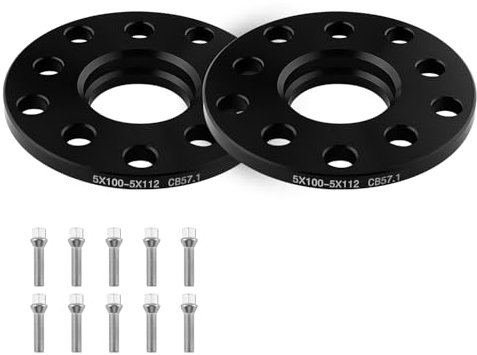 GEARMONSTER Spurverbreiterungen 2x10mm Distanzscheiben Set 57,1 5x100+5x112 mit 10 Stück Radschrauben M14x1.5x50 Spurverbreiterung, 2 Stück