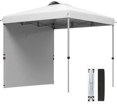 Outsunny Carpa Plegable 2,5x2,5 m con 1 Pared Lateral Anti-UV Blanco