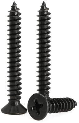 KELUBATU M3 Carbon Steel Black Phillips Screws, Countersunk Head Self-Tapping Wood Screws for Furniture, Woodworking-M3 x 40 mm 70 Pcs and M6 Screw Anchors 30 Pcs