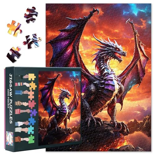 1000 Stück Majestic Dragon Jigsaw Puzzle Für Erwachsene Geburtstag Party Geschenke Jigsaw Puzzles Impossible Challenge Dragon Puzzles Perfekt Für Familie Freunde Game Night 50cmx70cm