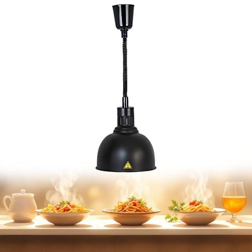 BOVDC Wärmelampe Küche Gastro, 250W Hängende(Schwarz-25cm,1 Stück)