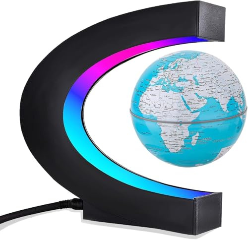 C Globus Magnetische Schwebender Globus in Kugelform schwimmende Globe Weltkarte Geschenk LED-Haus, Büro, Schreibtisch für Klasse, Business-Dekoration Blau