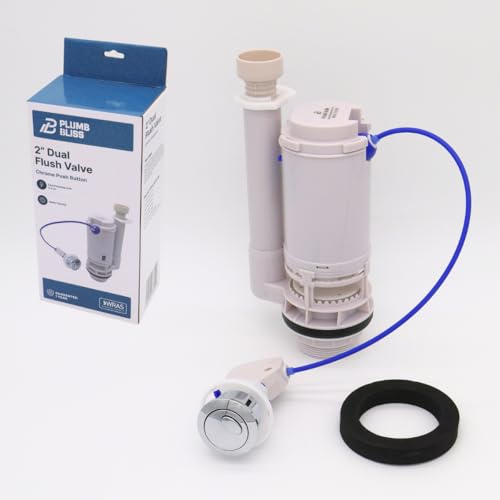 Plumb Bliss 2” Dual Flush Valve with Chrome Push Button - WRAS Approved Toilet Siphon Valve
