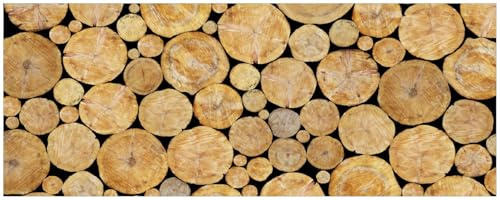 Wallario Küchenrückwand selbstklebend 115 x 50 cm, Motiv: Holzstapel rund | Spritzschutz abwischbar & pflegeleicht