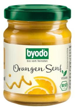 Byodo Bio Orangen Senf 3x125 ml - 100% Bio-Zutaten, Fruchtig-Würzig, Dezente Schärfe, Frisch hergestellt - Idealer Genuss für feine Küche