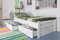 Einzelbett/Gästebett Easy Premium Line K1/2n inkl. 2 Schubladen und 2 Abdeckblenden, 90 x 200 cm Buche Vollholz massiv weiß lackiert