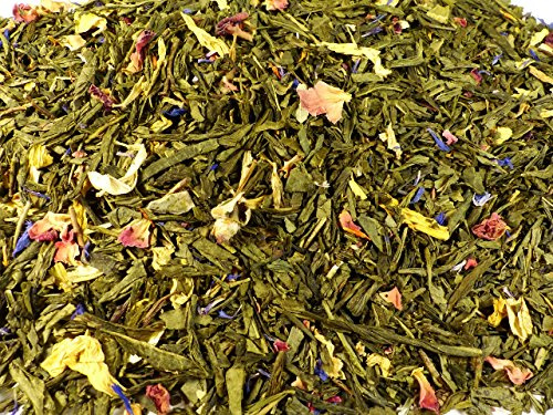 Sunny Green Grüner Tee Naturideen® 100g (loser grüner Tee mit farbigen Blüten verfeinert, mit feinstem Mango- und Aprikosen-Aroma)