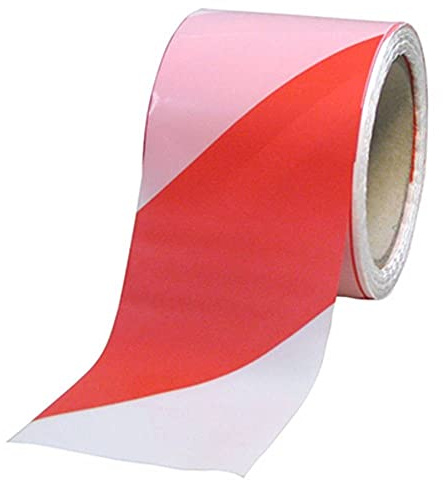 Dörner + Helmer PE-Absperrband rot/weiß 80 mm 500 m reißfest Spule | Robustes PE-Signalband
