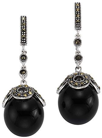 Zeeme Gemstones Damen Ohrringe 925/- Sterling Silber 4,3cm Glänzend Markasit weiß 358220374