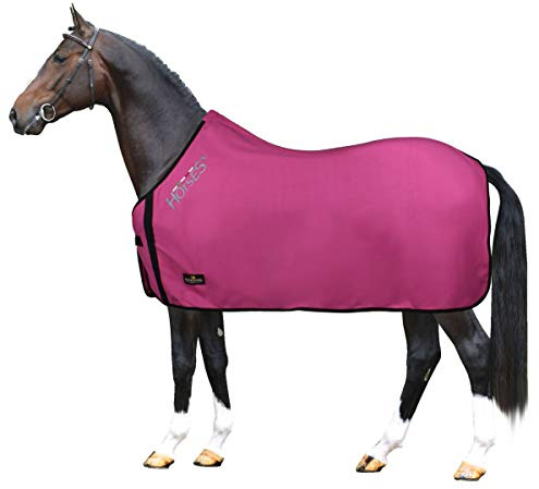 Horses, Fleece Pferdedecke, Basismodell, weich und bequem, ideal für Transport und Feierabend, Größe XS-120cm bis XXL-162cm, erhältlich (Rosa128 cm)