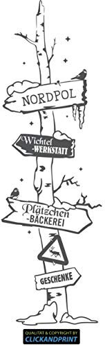 CLICKANDPRINT Aufkleber » Wegweiser Weihnachten, 310x96,5cm, Dunkelgrau • Wandtattoo/Wandaufkleber/Wandsticker/Wanddeko/Vinyl