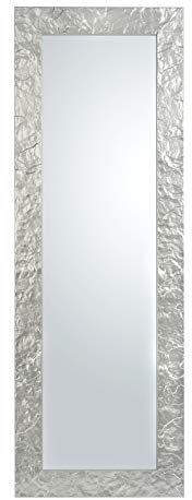 MO.WA Spiegel Wandspiegel Silber 50x145 Lehnspiegel Modern Holzrahmen Garderobenspiegel Flurspiegel Bodenspiegel Schlafzimmer Eingangspiegel Holzspiegel