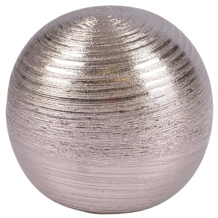 New Home Dekokugel aus Keramik Silber 15,5cm Tischdeko Silberkugel Dekofigur Kugel
